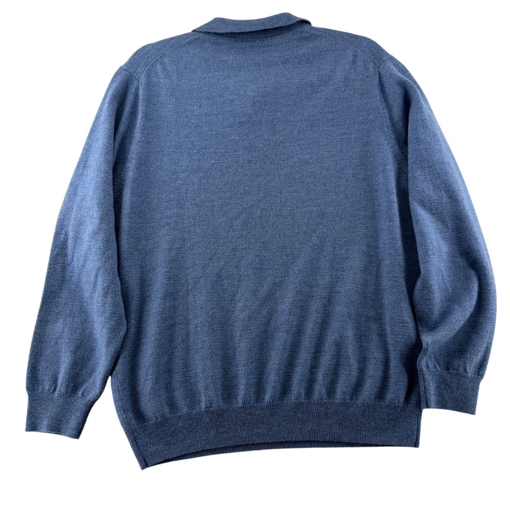 Jos A Bank Signature Polo Sweater Mens X-Large Blue 100% Italian Merino Wool - Picture 6 of 6